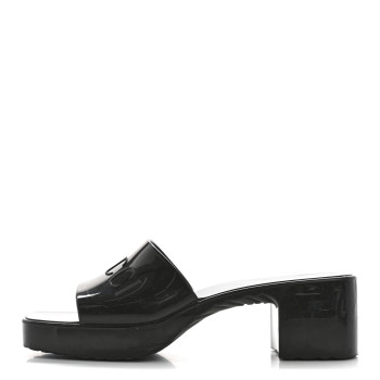 GUCCI Rubber Gucci Logo Womens Platform 20/60mm Slide Sandals 37 Black