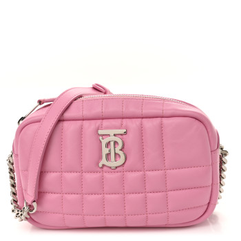 BURBERRY Calfskin Quilted Small Lola Camera Bag Primrose Pink