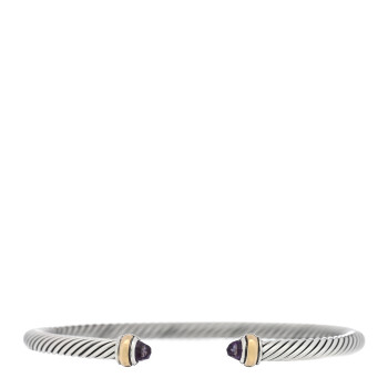 DAVID YURMAN Sterling Silver 18K Yellow Gold Amethyst 4mm Cable Classics Bracelet