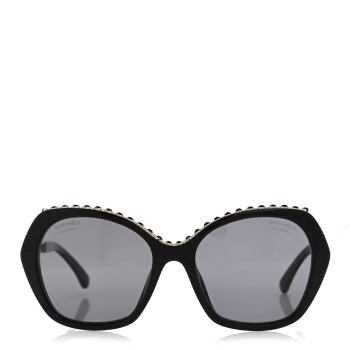 CHANEL Acetate Calfskin Polarized Butterfly CC Sunglasses 5547-Q-A Black