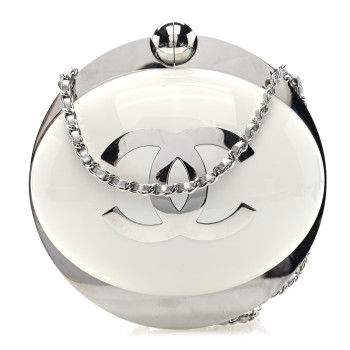 CHANEL Resin CC Over The Moon Minaudiere White