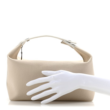 HERMES Canvas Large Bride-A-Brac Pouch Natural
