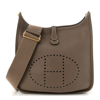 HERMES Taurillon Clemence Evelyne III PM Etoupe