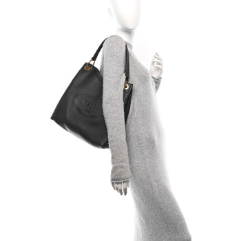 PRADA Vitello Daino Embossed Logo Hobo Baltico