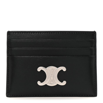 CELINE Shiny Calfskin Triomphe Card Holder Black