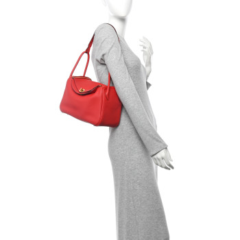 HERMES Taurillon Clemence Lindy 26 Rouge De Coeur