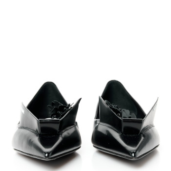 PRADA Spazzolato Floral Applique Ballerina Flats 37 Black