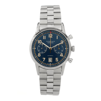 TIFFANY Stainless Steel 42mm CT60 Chronograph Automatic Watch Blue