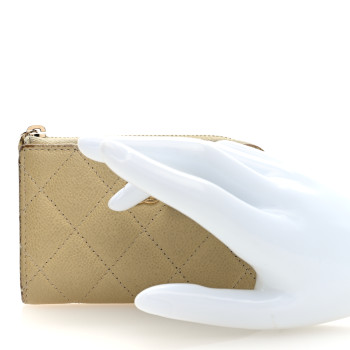 CHANEL Caviar Quilted Zipped Key Holder Case Light Green