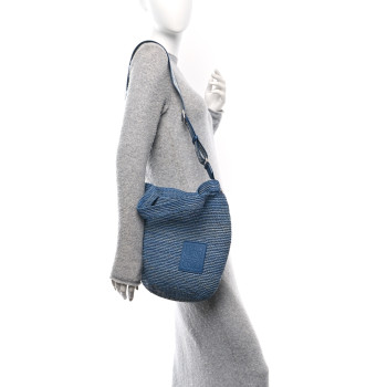 LOEWE Raffia Mini Slit Tote Bag Blue