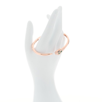 BULGARI 18K Rose Gold Diamond Sapphire Malachite Serpenti Seduttori Bangle Bracelet L
