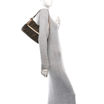 FENDI Zucca Cuoio Lucido Small Chef Shoulder Bag Tobacco Bois de Rose