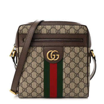 GUCCI GG Supreme Monogram Web Small Ophidia Messenger Bag Brown