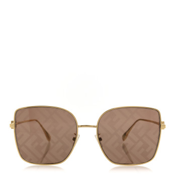 FENDI Metal Baguette Square Sunglasses FE40013U Gold Brown
