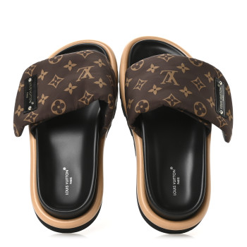 LOUIS VUITTON Nylon Monogram Pool Pillow Comfort Mule 38 Cacao Brown