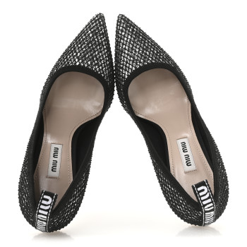MIU MIU Glitter Rete 85 Pumps 35.5 Silver Black