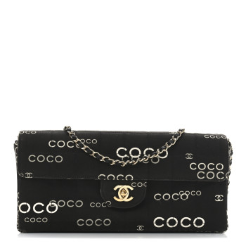 CHANEL Canvas Square Quilted Coco East West Flap Black