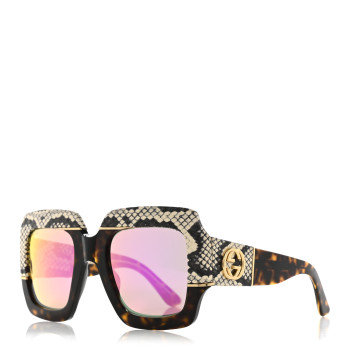 GUCCI Snakeskin Acetate Square Sunglasses GG0484S Havana