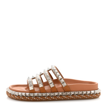 CHRISTIAN LOUBOUTIN Pyra Hallulila Spike Mule Flat Slides 39.5 Terra