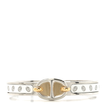 HERMES Enamel Mini Farandole Clic Chaine D'Ancre Bracelet PM Platine White