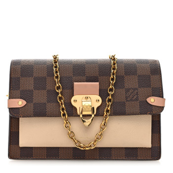 LOUIS VUITTON Damier Ebene Vavin Chain Wallet Creme