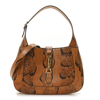 GUCCI Snakeskin Calfskin Small Jackie 1961 Hobo Brown