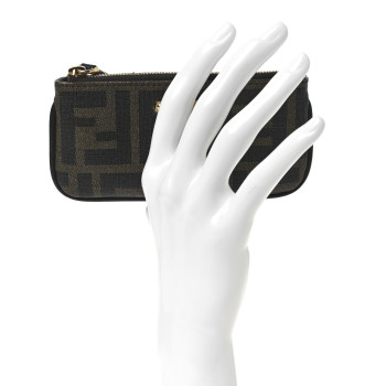 FENDI Zucca Spalmati Forever Coin Pouch Key Case Tobacco