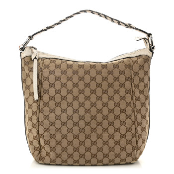 GUCCI Monogram Bamboo Bar Medium Hobo Off White