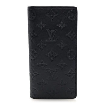 LOUIS VUITTON Calfskin Monogram Shadow Brazza Wallet Black