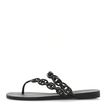 HERMES Rubber Chaine d'Ancre Island Sandals 36 Black