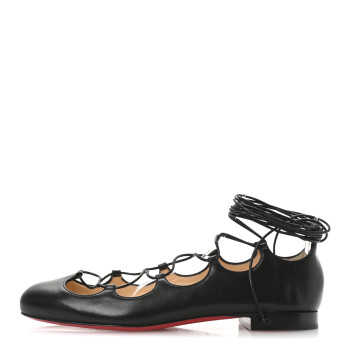 CHRISTIAN LOUBOUTIN Shiny Nappa Mary Scott Flats 37 Black
