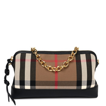 BURBERRY Derby House Check Abingdon Convertible Clutch Black