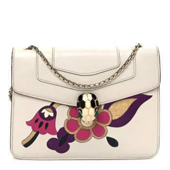 BULGARI Calfskin Galuchat Floral Serpenti Forever Crossbody White Multicolor