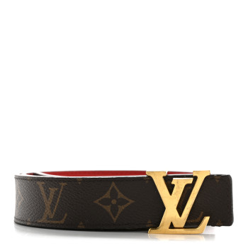 LOUIS VUITTON Calfskin Monogram 30mm LV Initiales Reversible Belt 75 30 Coquelicot