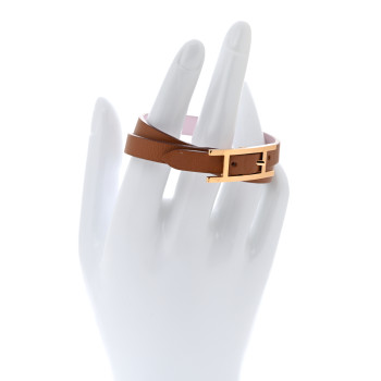 HERMES Swift Behapi Double Tour Bracelet T2 Mauve Pale Gold