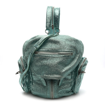 ALEXANDER WANG Metallic Calfskin Marti Backpack Bag Light Blue Rhodium Hardware