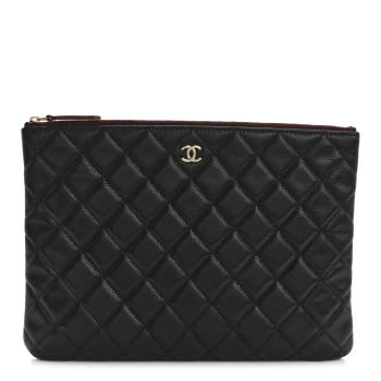 CHANEL Caviar Quilted Medium Cosmetic Case Black