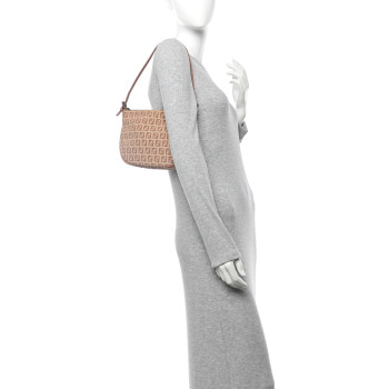 FENDI Zucchino Vitello Pochette Beige Bruciato Bois de Rose