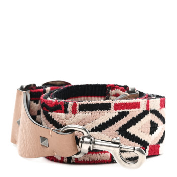 VALENTINO GARAVANI Canvas Loveblade Embroidered Rockstud Guitar Strap Multicolor