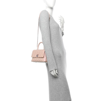 CHANEL Iridescent Caviar Quilted Mini Coco Handle Flap Pink