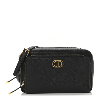 CHRISTIAN DIOR Grained Calfskin Caro Double Pouch Black