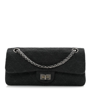 CHANEL Jersey Quilted 2.55 Reissue East West Flap Dark Grey