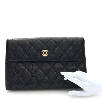 CHANEL Caviar Quilted CC Beauty Clutch Black