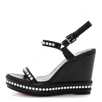 CHRISTIAN LOUBOUTIN Nappa Crystal Pyrastrass 110 Wedge Sandals 40 Black