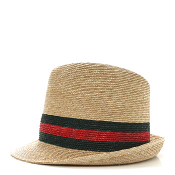 GUCCI Abaca Straw Web Fedora Hat L
