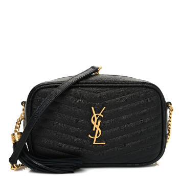 SAINT LAURENT Grain De Poudre Matelasse Monogram Mini Lou Camera Bag Black