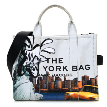 MARC JACOBS Cotton Canvas City Print Medium Tote Bag New York City