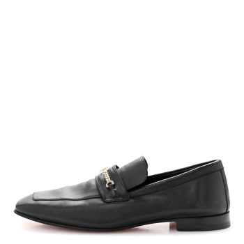 CHRISTIAN LOUBOUTIN Calfskin Mens Monogram Apron Toe Flat Loafers 42 Black
