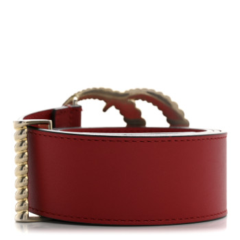 GUCCI Moon Calfskin Torchon Double G 40mm Belt 85 34 Hibiscus Red