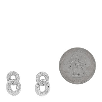 DAVID YURMAN 18K White Gold Diamond Extra Small Belmont Curb Link Drop Earrings